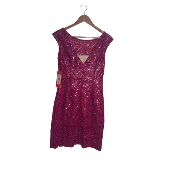 .Monique Lhuillier Pink Sequin Cocktail Dress Size 6 NWT $498 Elegant Party - Picture 8 of 16